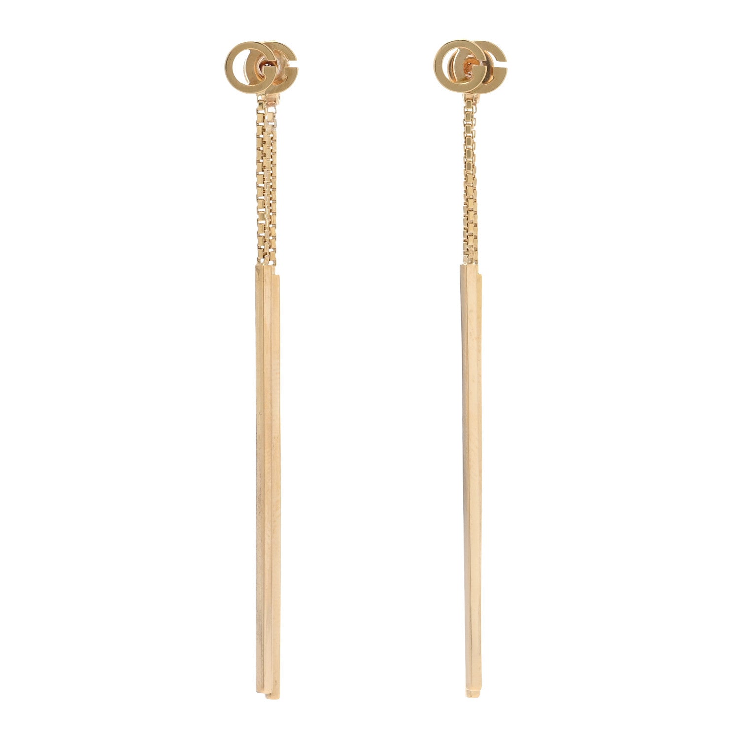 Gucci 18K Yellow Gold Running G Drop Chain Earrings 1 of 4
