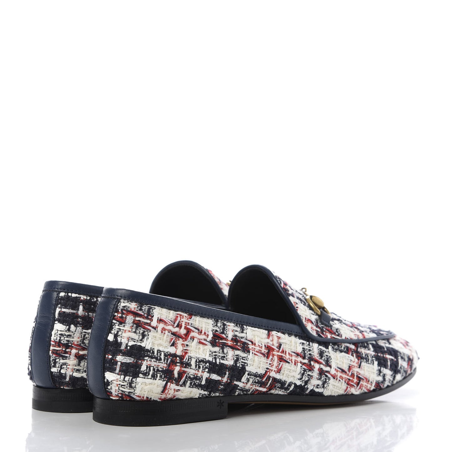 Tweed Check Horsebit Womens Jordaan Loafers 36.5 Gardenia Ink Blue Agata