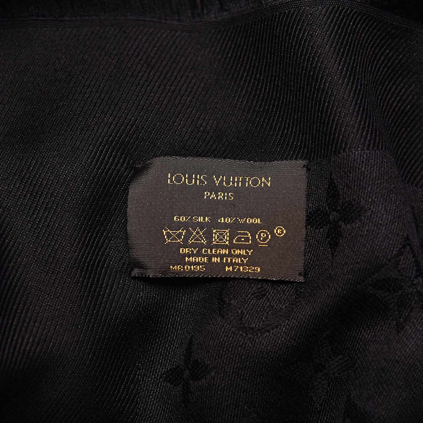 Silk Wool Monogram Shawl Black