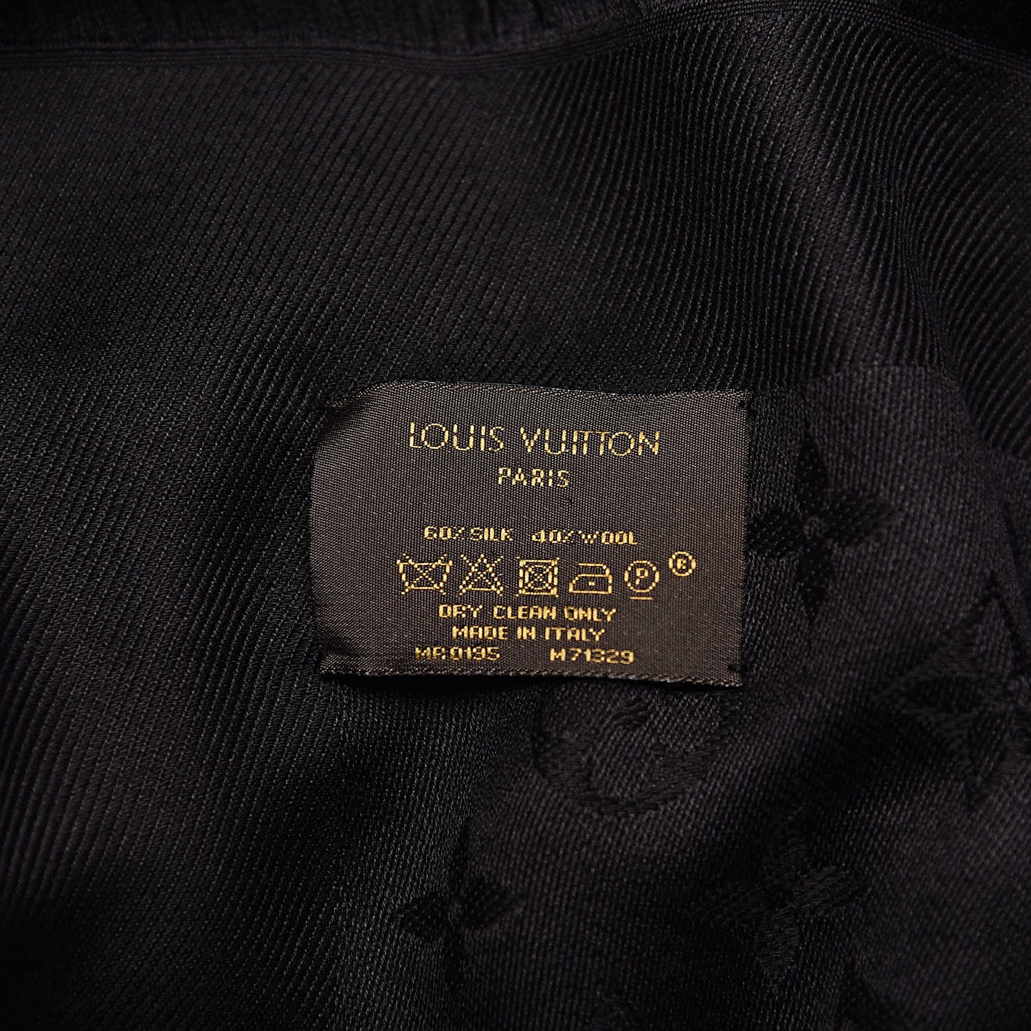 Louis Vuitton Silk Wool Monogram Shawl Black 2 of 3