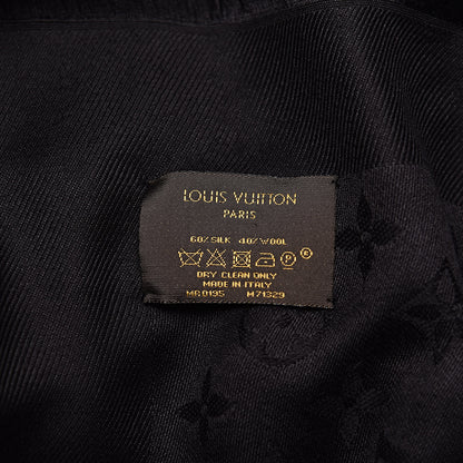 Louis Vuitton Silk Wool Monogram Shawl Black 2 of 3