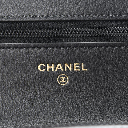 Chanel Lambskin Plexi Quilted Wallet On Chain WOC Black 5 of 8