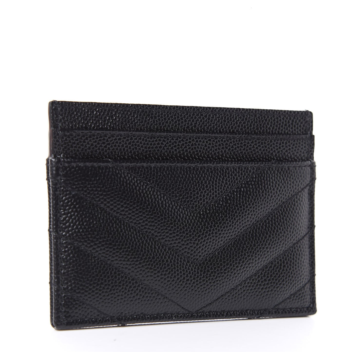 Grain De Poudre Matelasse Chevron Monogram Credit Card Case Black