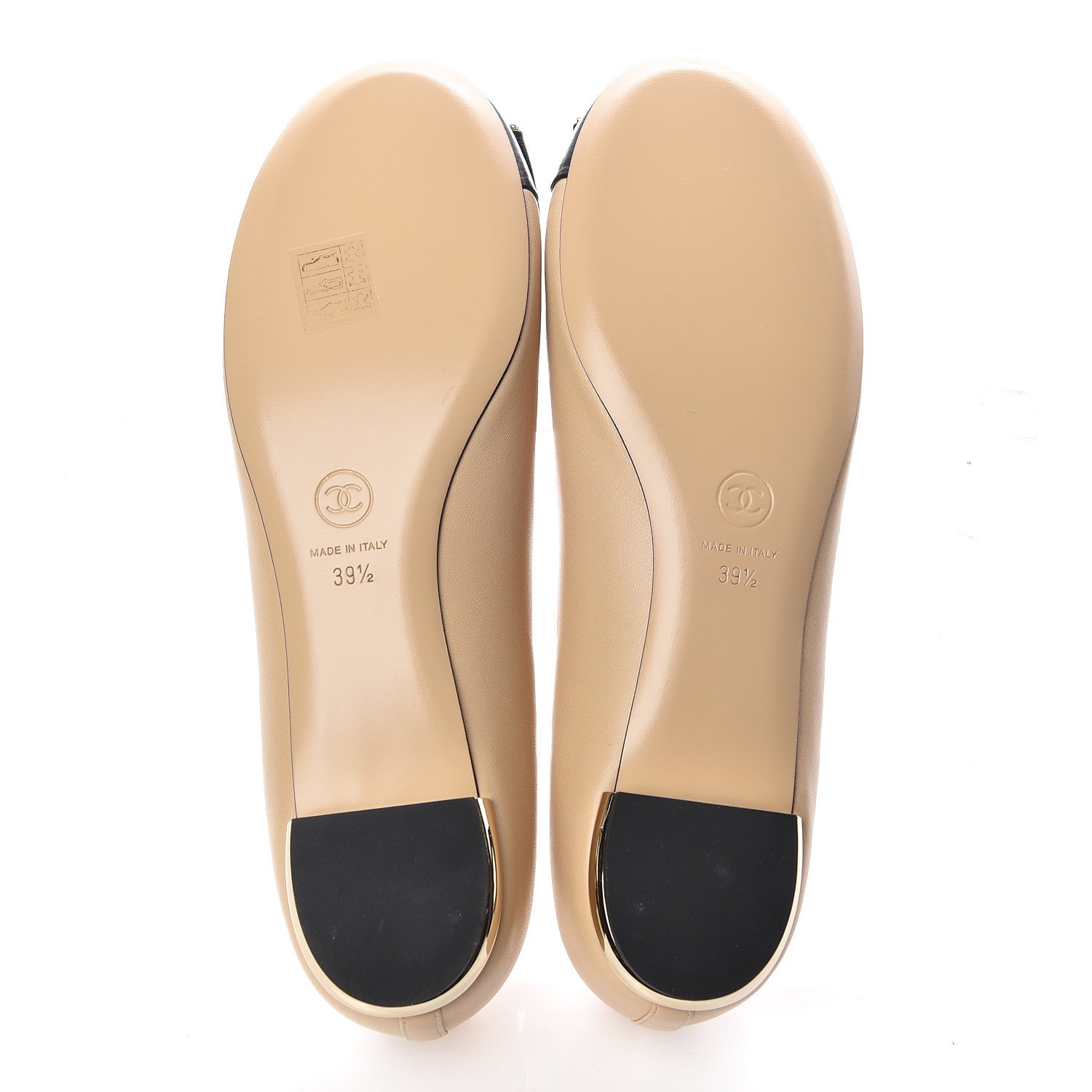Chanel Lambskin Pearl Bow Ballerina Flats 39.5 Beige Black 5 of 8