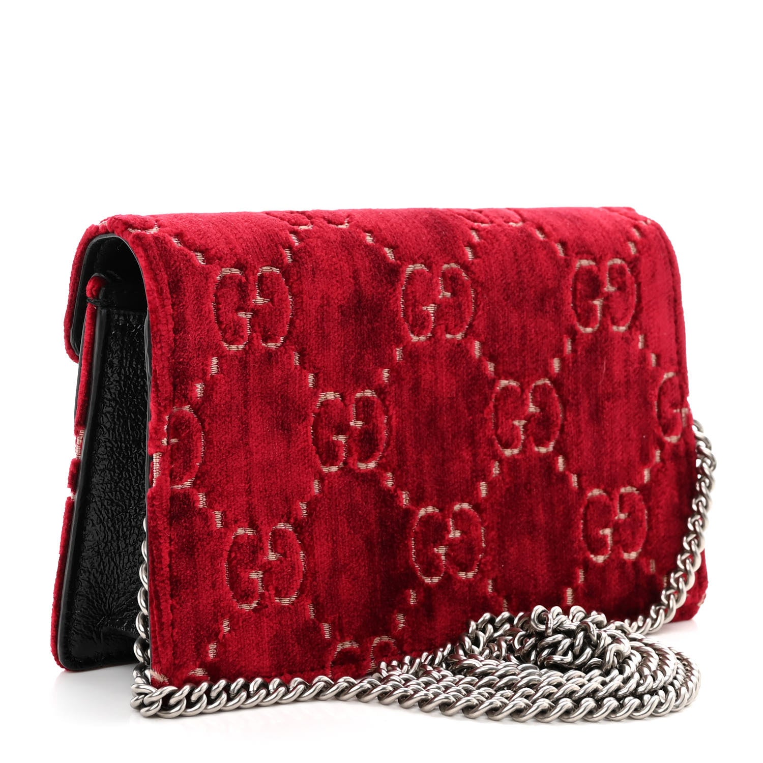 Gucci Velvet GG Monogram Super Mini Dionysus Shoulder Bag Red Cipria Black 3 of 10