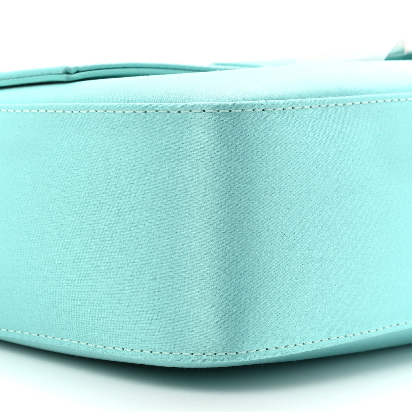 X TIFFANY Satin Nappa Silver Baguette Blue Tiffany Silver