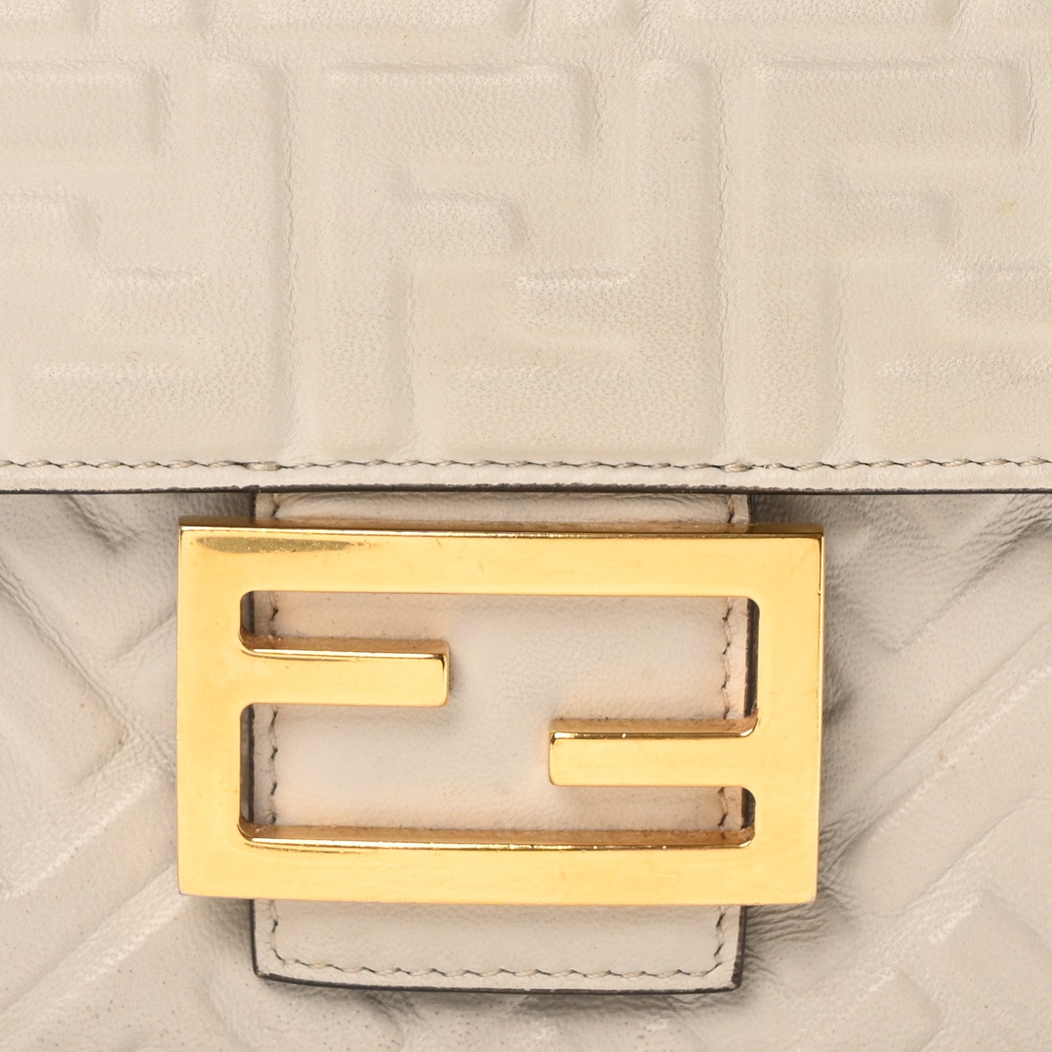 Fendi Nappa Small FF Embossed Midi Chain Baguette Ghiaia 8 of 11