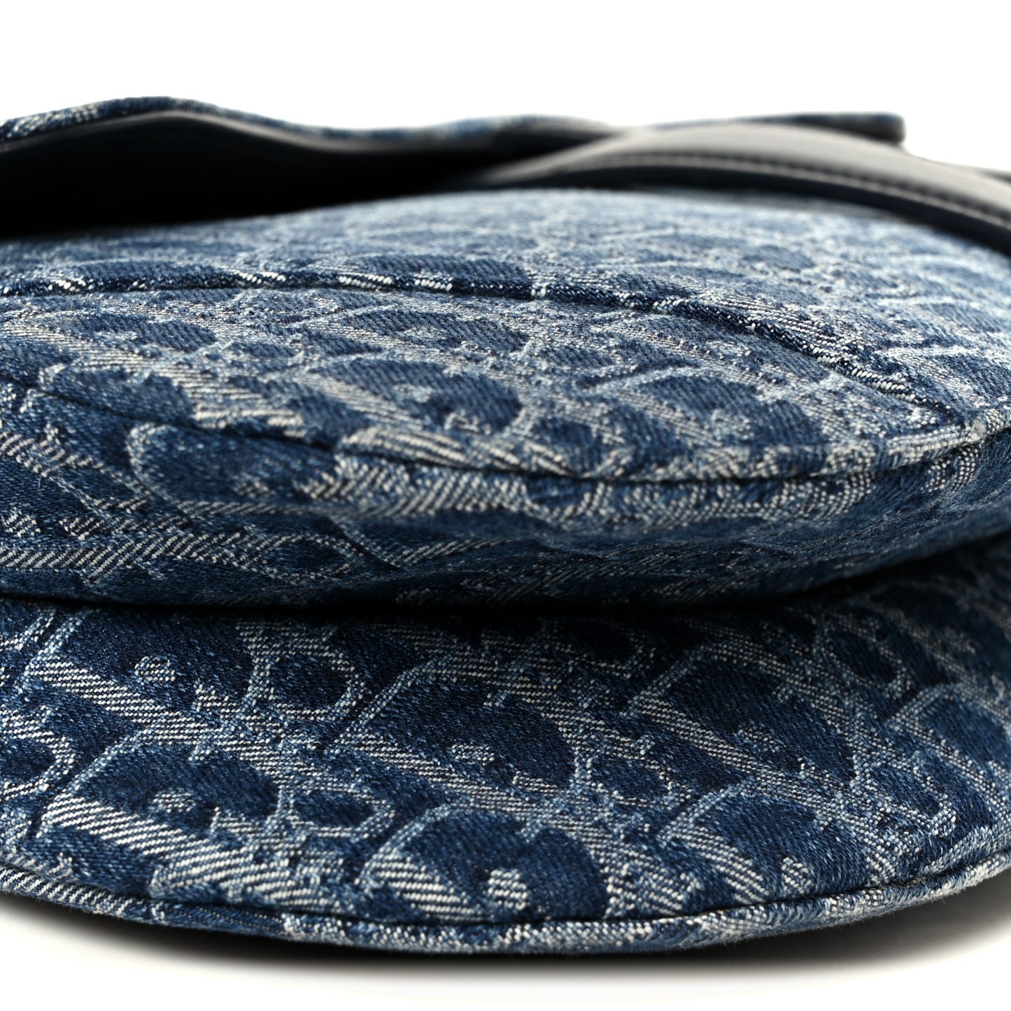 Denim Oblique Jacquard Saddle Bag With Strap Blue