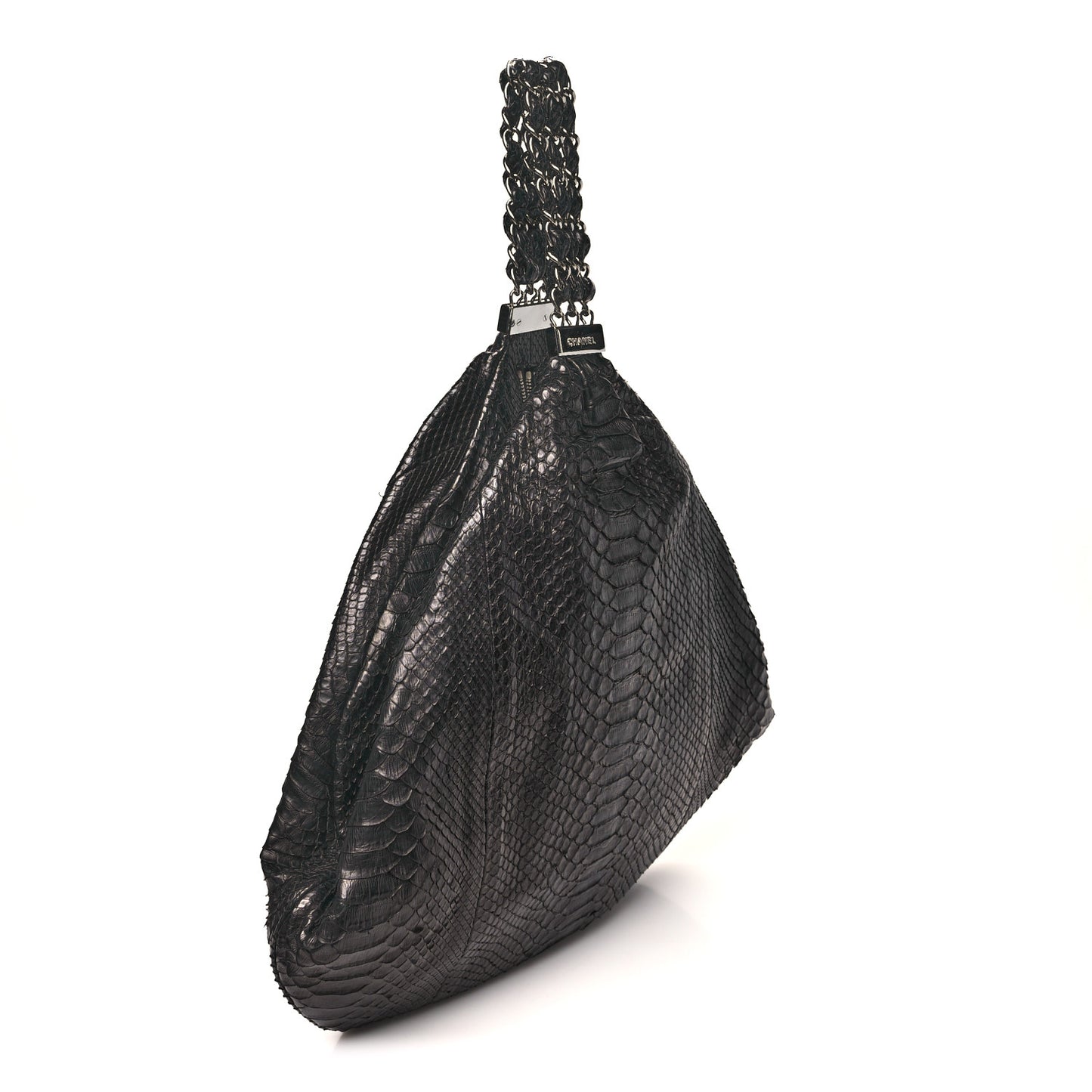 Snakeskin Rock and Chain Hobo Black
