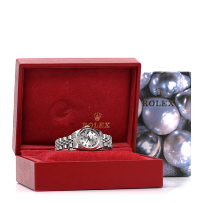 Rolex Stainless Steel 18K White Gold 26mm Oyster Perpetual Datejust Watch Silver Roman 79174 5 of 5