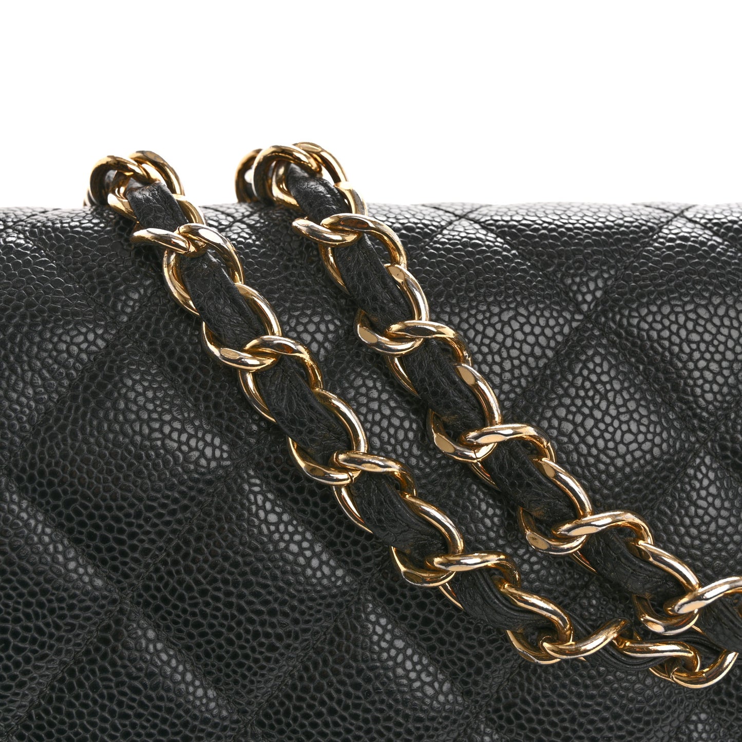 Caviar Quilted Jumbo Double Flap Black
