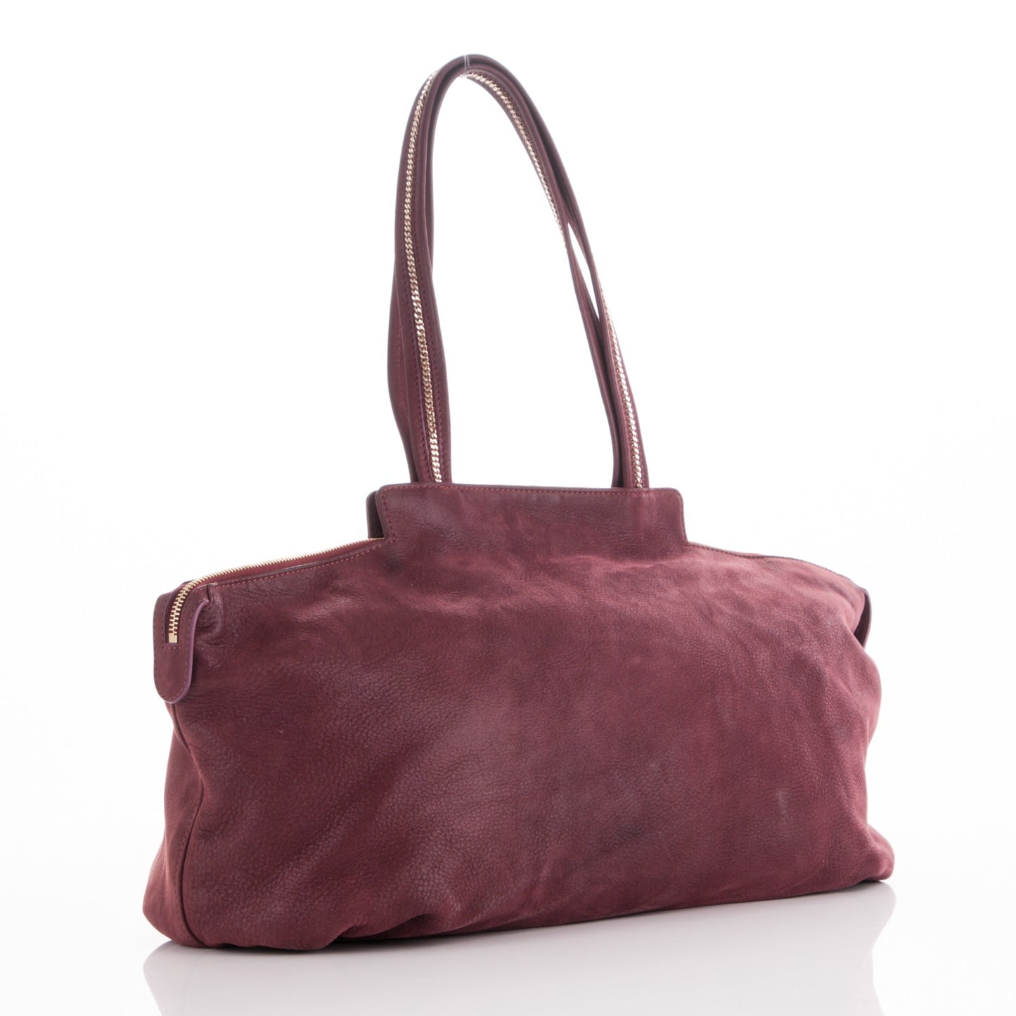 Metallic Nubuck Medium Chains Tote Rosso Scuro