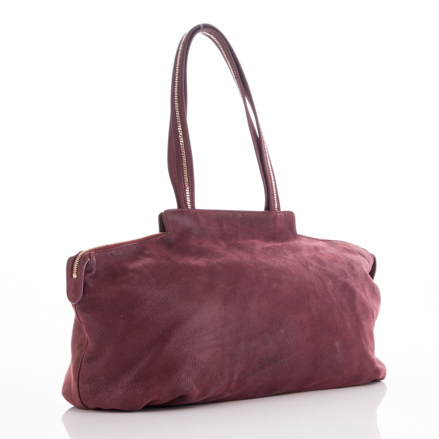Fendi Metallic Nubuck Medium Chains Tote Rosso Scuro 3 of 7