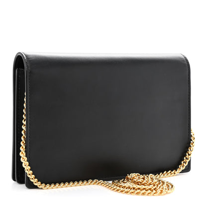 Fendi Vitello King Tamponato Logo Embossed Medium Wallet On Chain Black 3 of 10