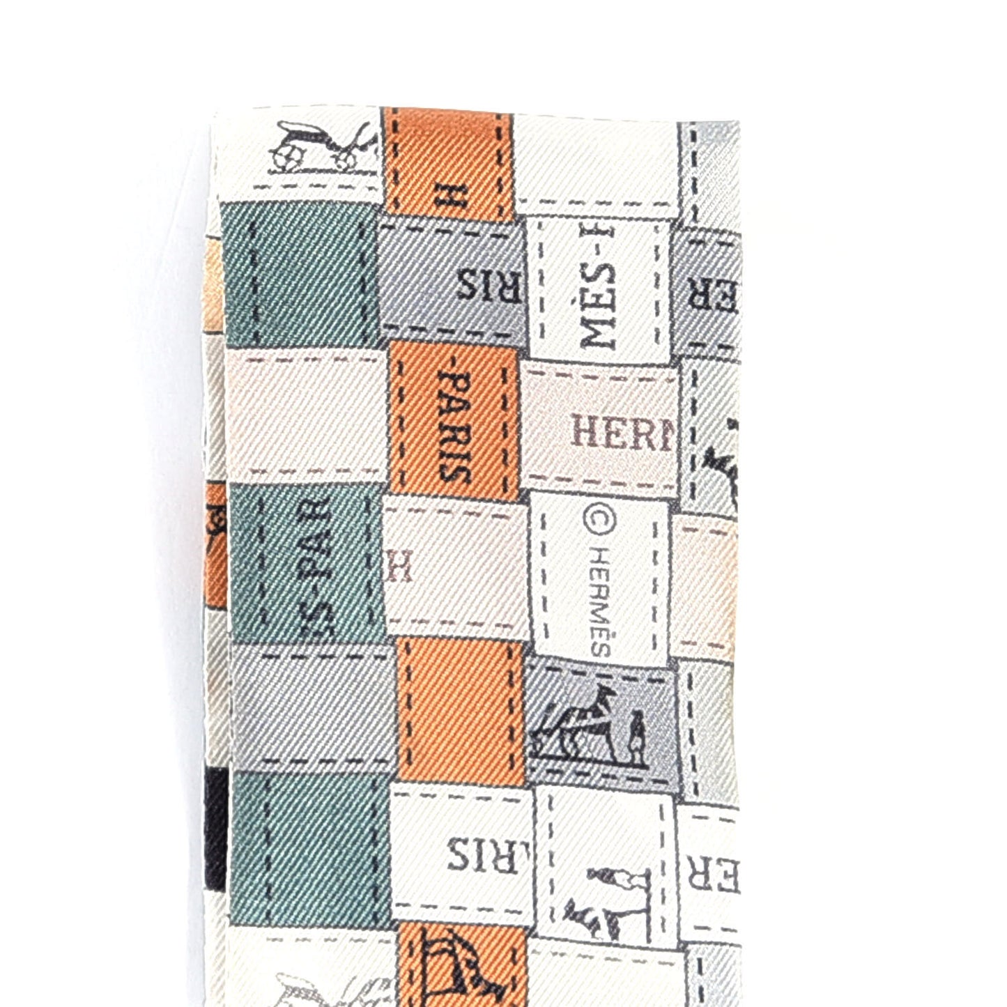 Silk Bolduc Au Carre Twilly Gris Caramel Blanc