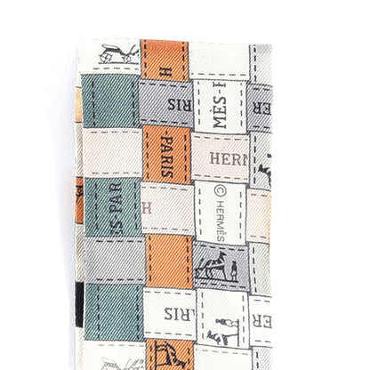 Hermes Silk Bolduc Au Carre Twilly Gris Caramel Blanc 3 of 4