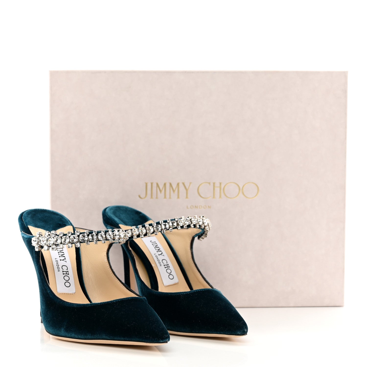 Jimmy Choo Velvet Crystal Bing 100 Pumps 36 Blue 8 of 8