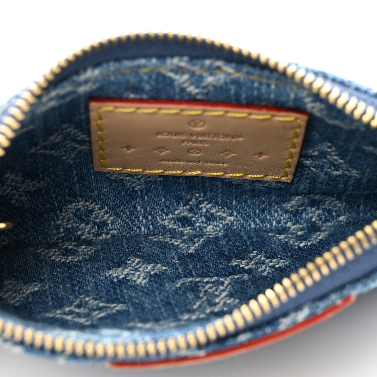 Monogram Denim Key Pouch Denim Blue