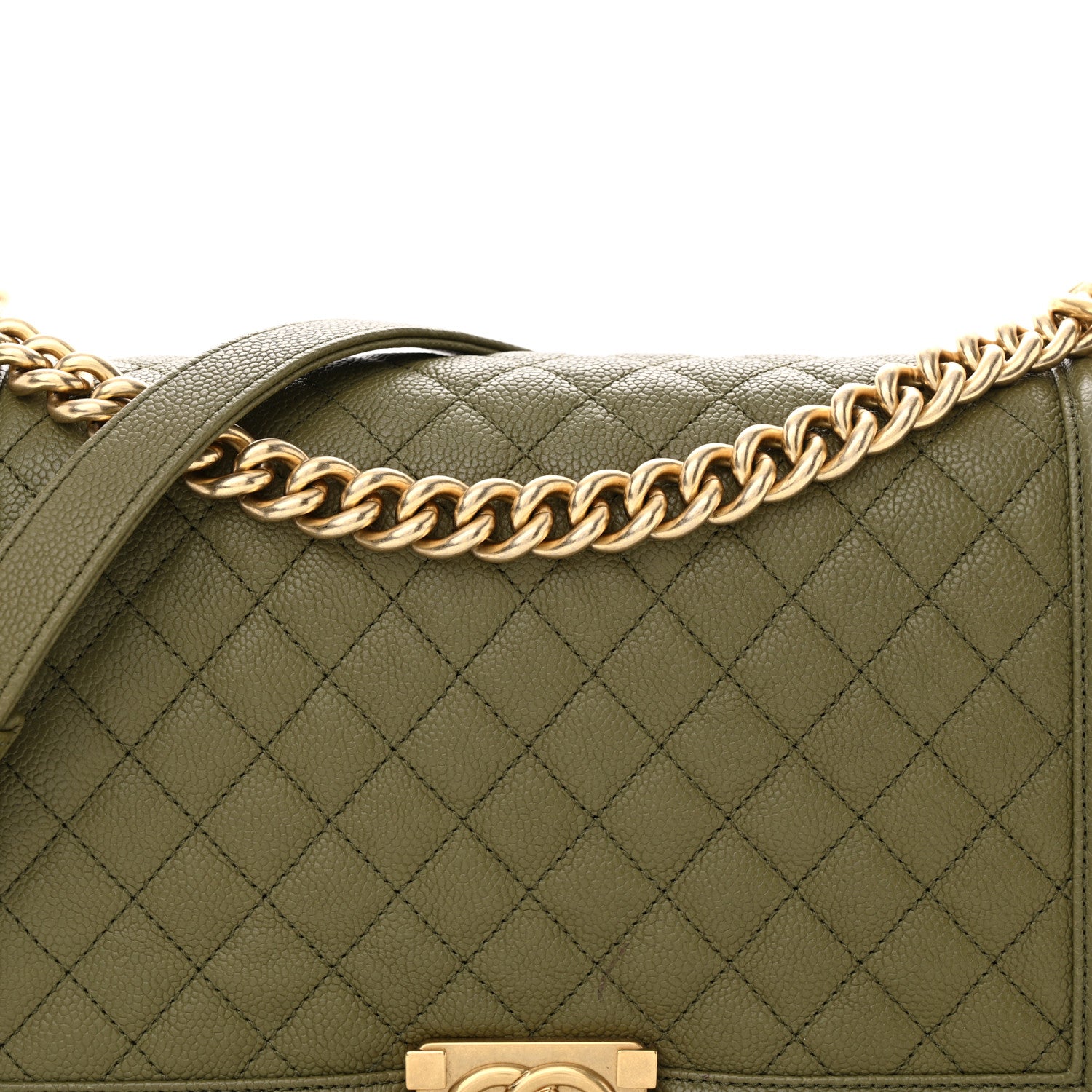 Chanel Caviar Quilted New Medium Boy Flap Khaki 8 of 11