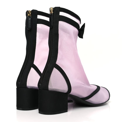 Chanel Mesh Grosgrain CC Cap Toe Ankle Boots 38.5 Light Pink Black 5 of 10