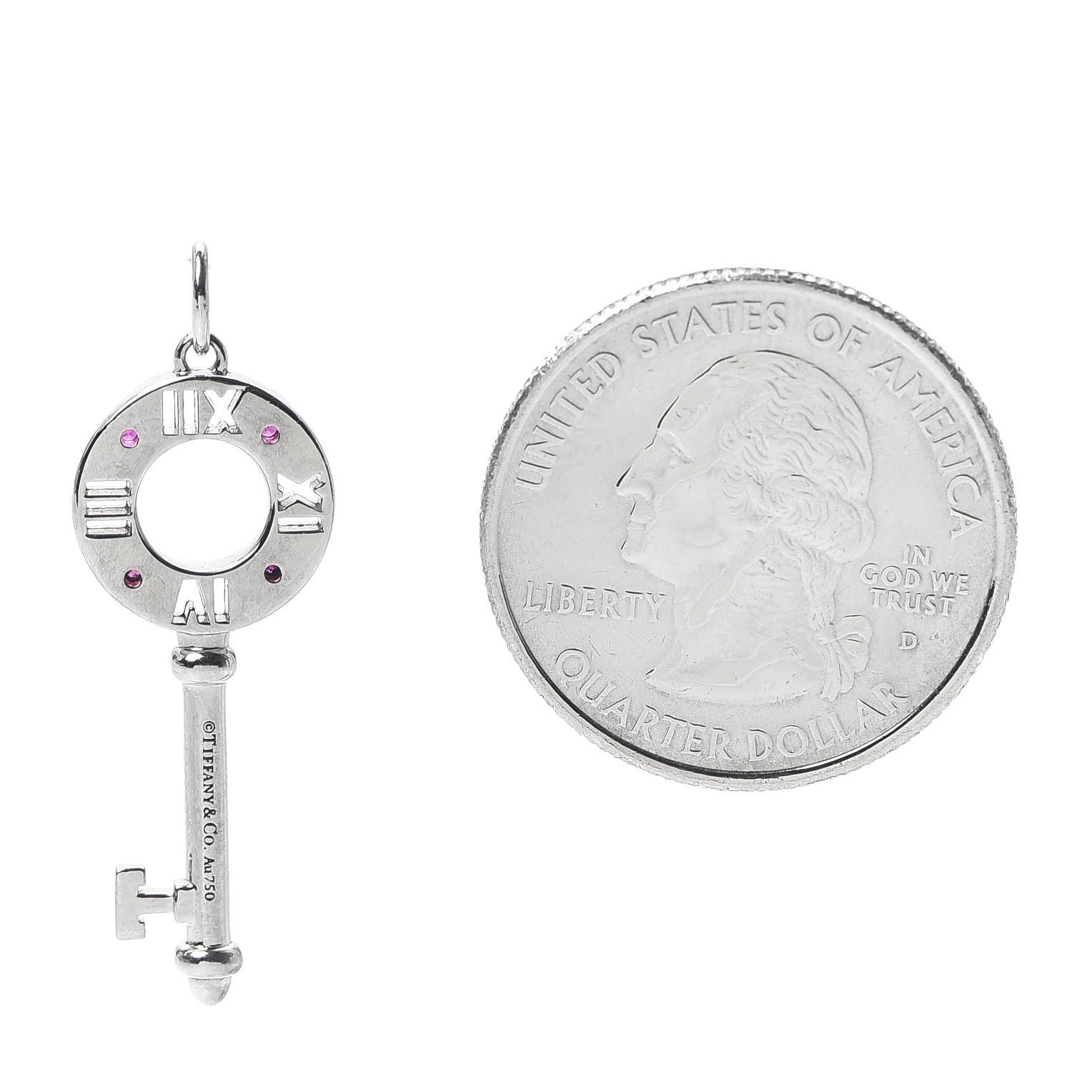 Tiffany 18K White Gold Ruby Atlas Pierced Key Pendant 2 of 4