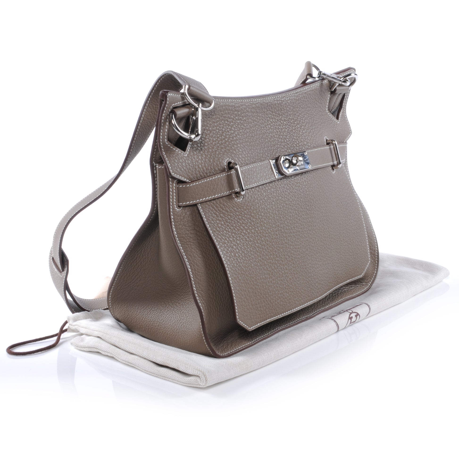 Hermes Taurillon Clemence Jypsiere 34 Etoupe 3 of 11