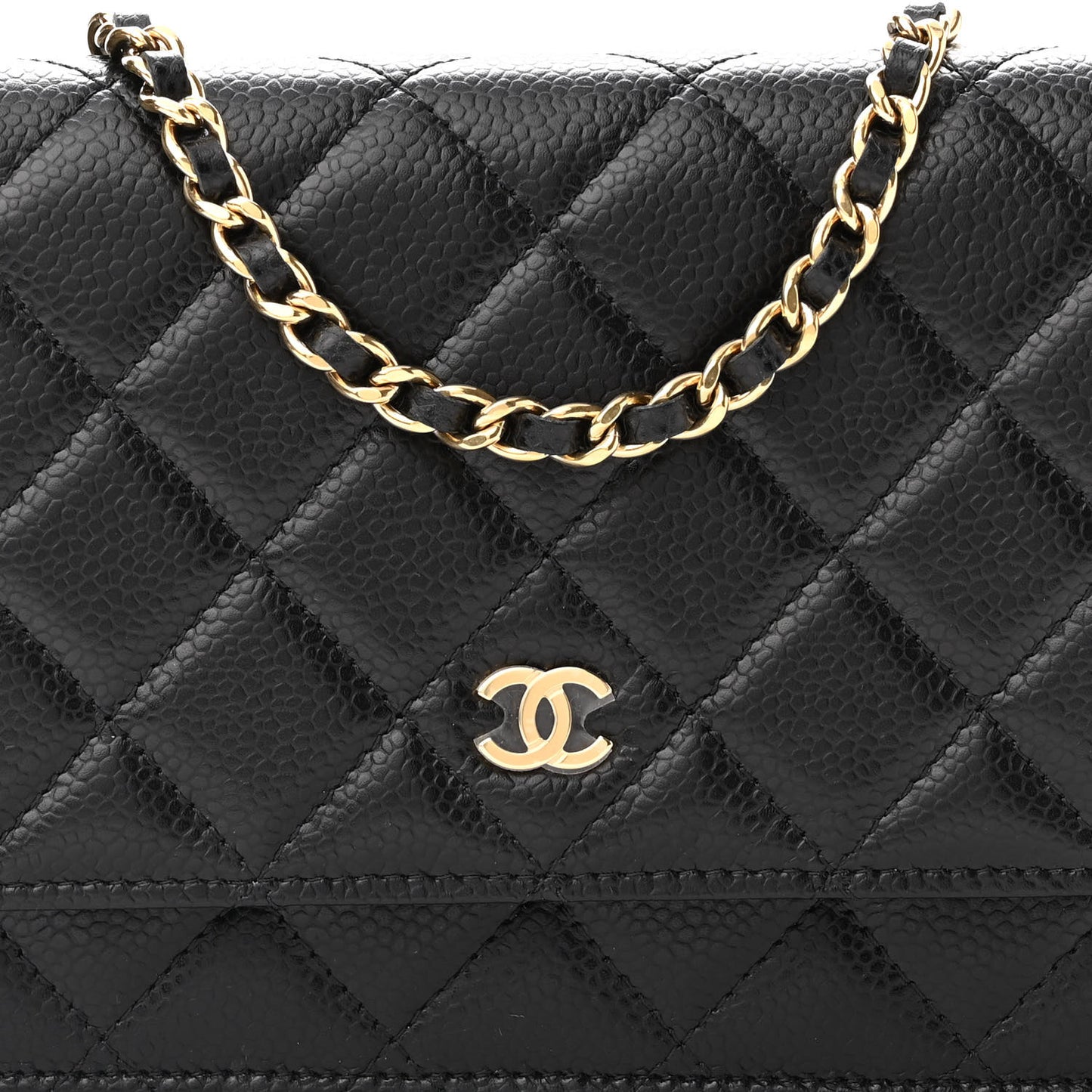 Caviar Quilted Wallet On Chain WOC Black