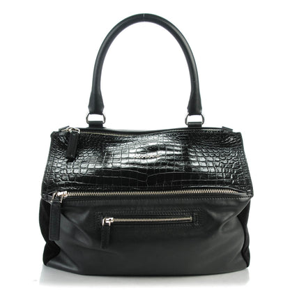 Givenchy Smooth Calfskin Crocodile Embossed Medium Pandora Black 1 of 7
