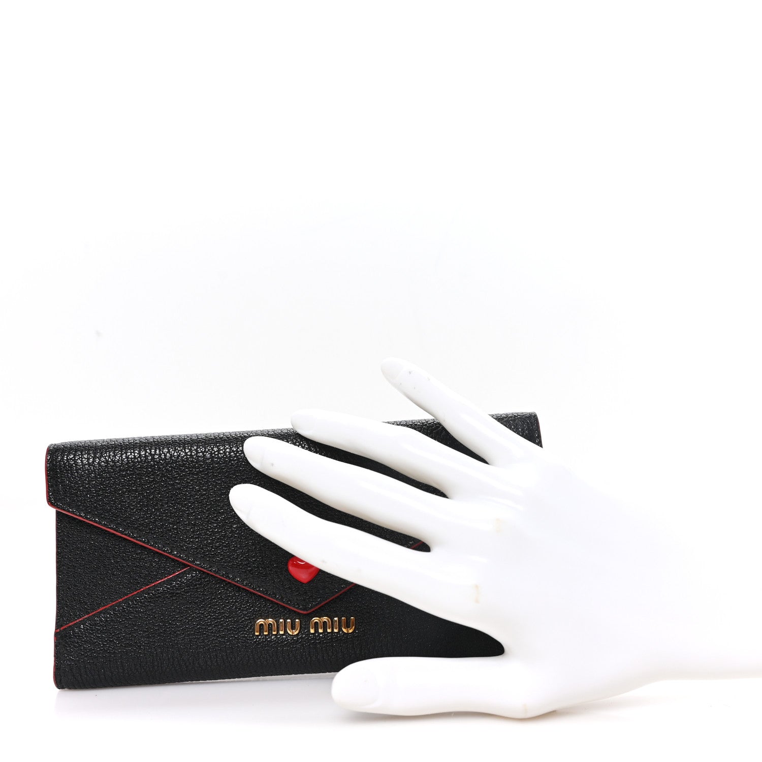 Miu Miu Goatskin Madras Love Envelope Wallet Black 2 of 6
