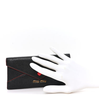 Miu Miu Goatskin Madras Love Envelope Wallet Black 2 of 6