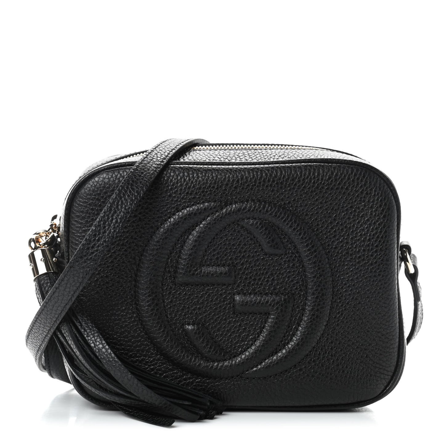 Pebbled Calfskin Small Soho Disco Bag Black