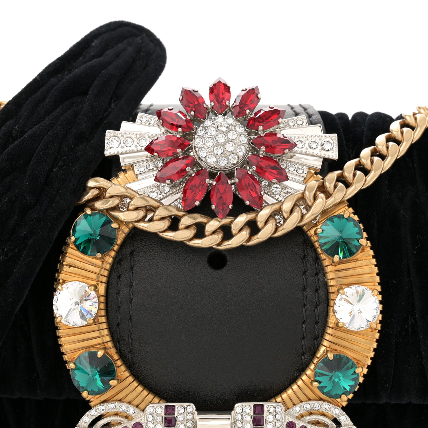 Velluto Crystal Embellished Shoulder Bag Black
