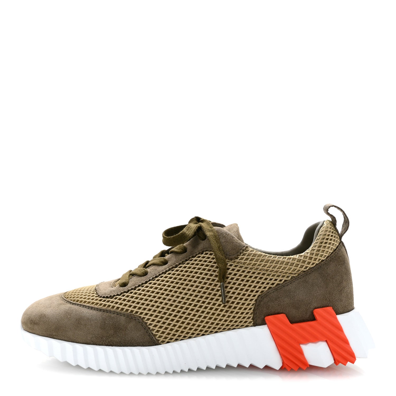 Hermes Air Mesh Suede Goatskin Bouncing Sneakers 40 Vert Toundra 1 of 10