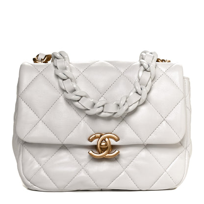 Chanel Lambskin Quilted Mini Lacquered Chain Flap White 1 of 9