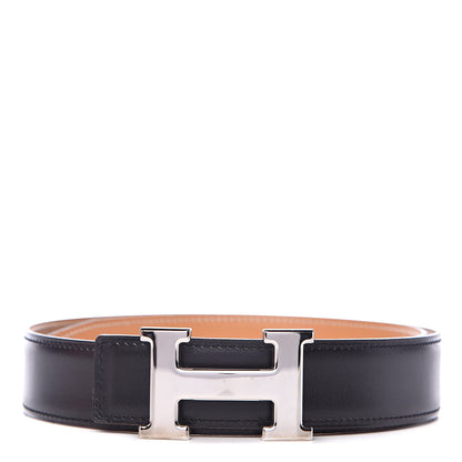 Hermes Box Chamonix 32mm H Belt 75 Black Natural 1 of 8