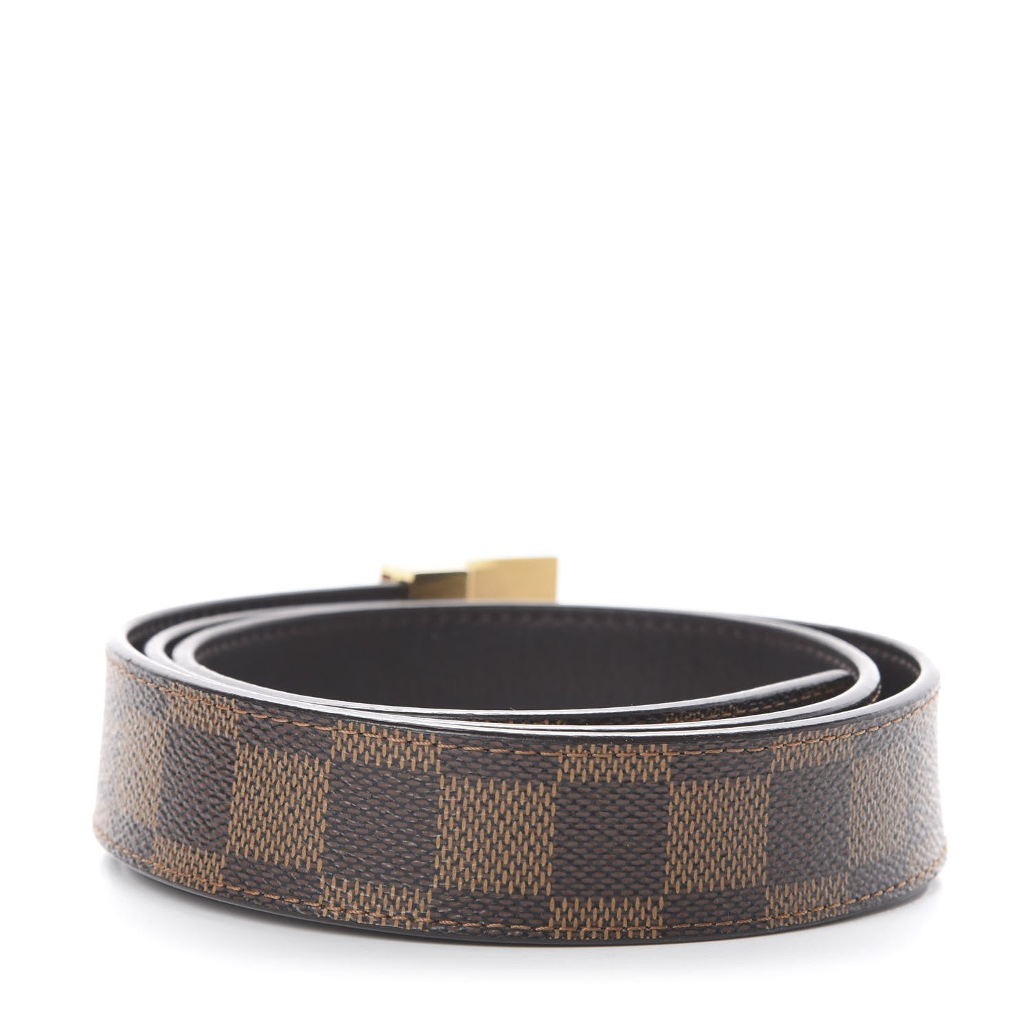 Louis Vuitton Damier Ebene LV Paris Buckle Belt 85 34 Gold 2 of 5
