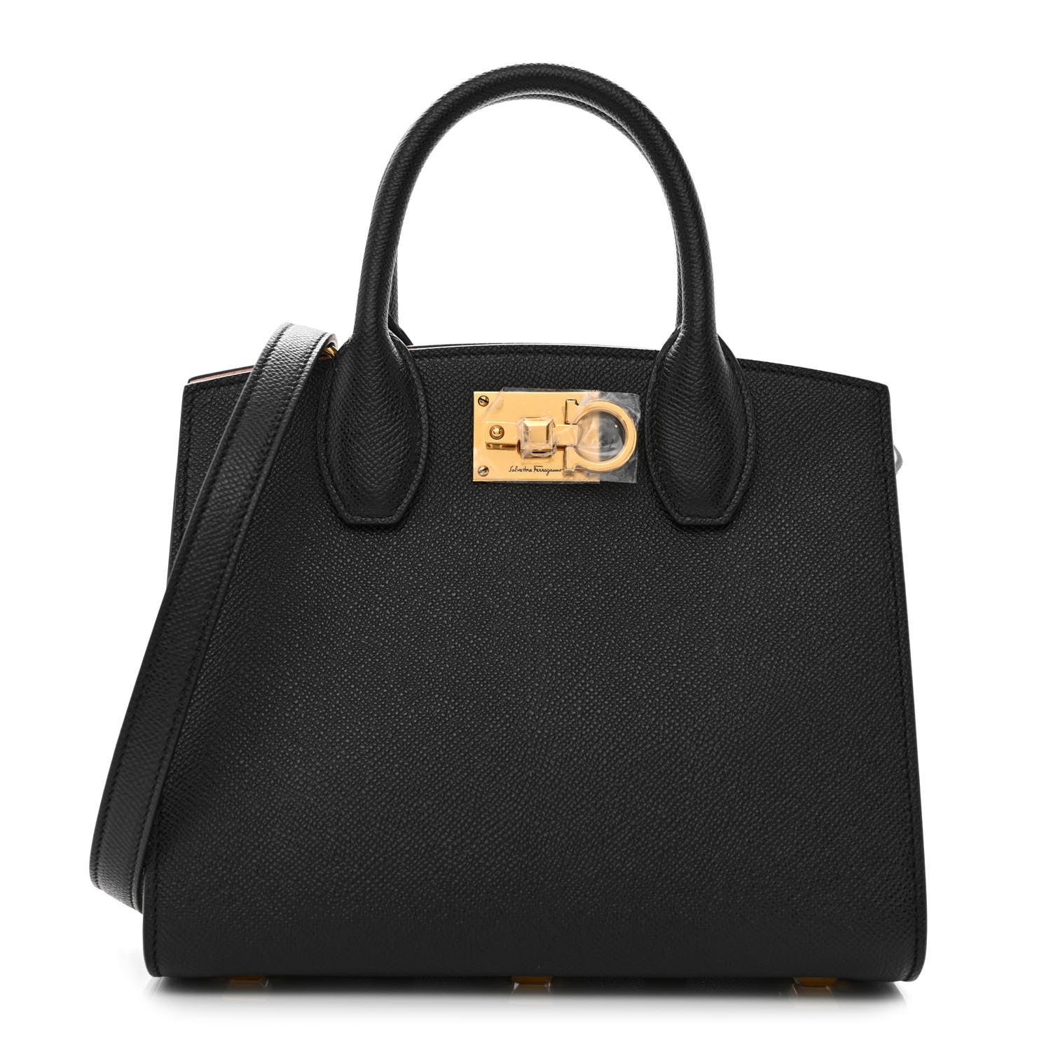 Salvatore Ferragamo Calfskin Small The Studio Box Bag Black 1 of 10