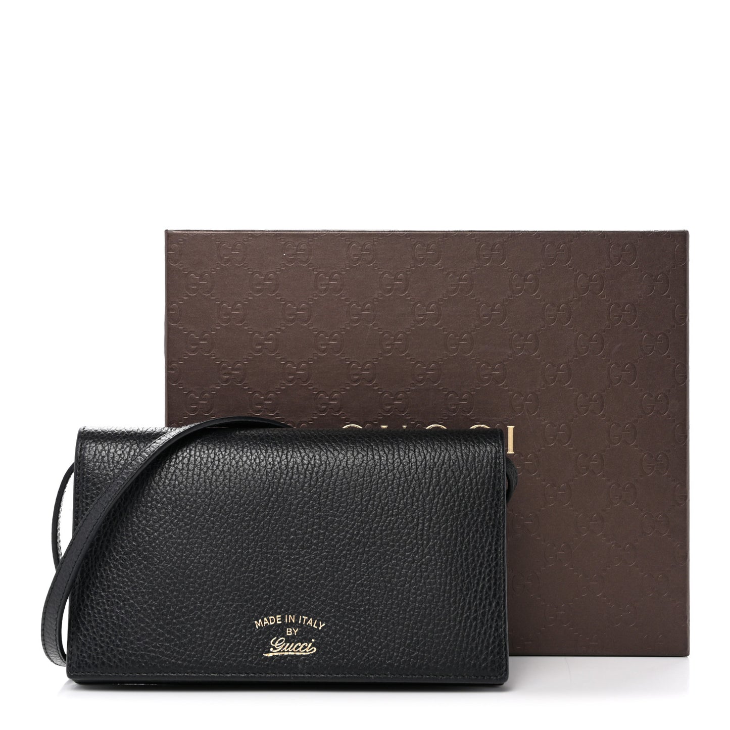 Dollar Calfskin Mini Swing Wallet Bag Black