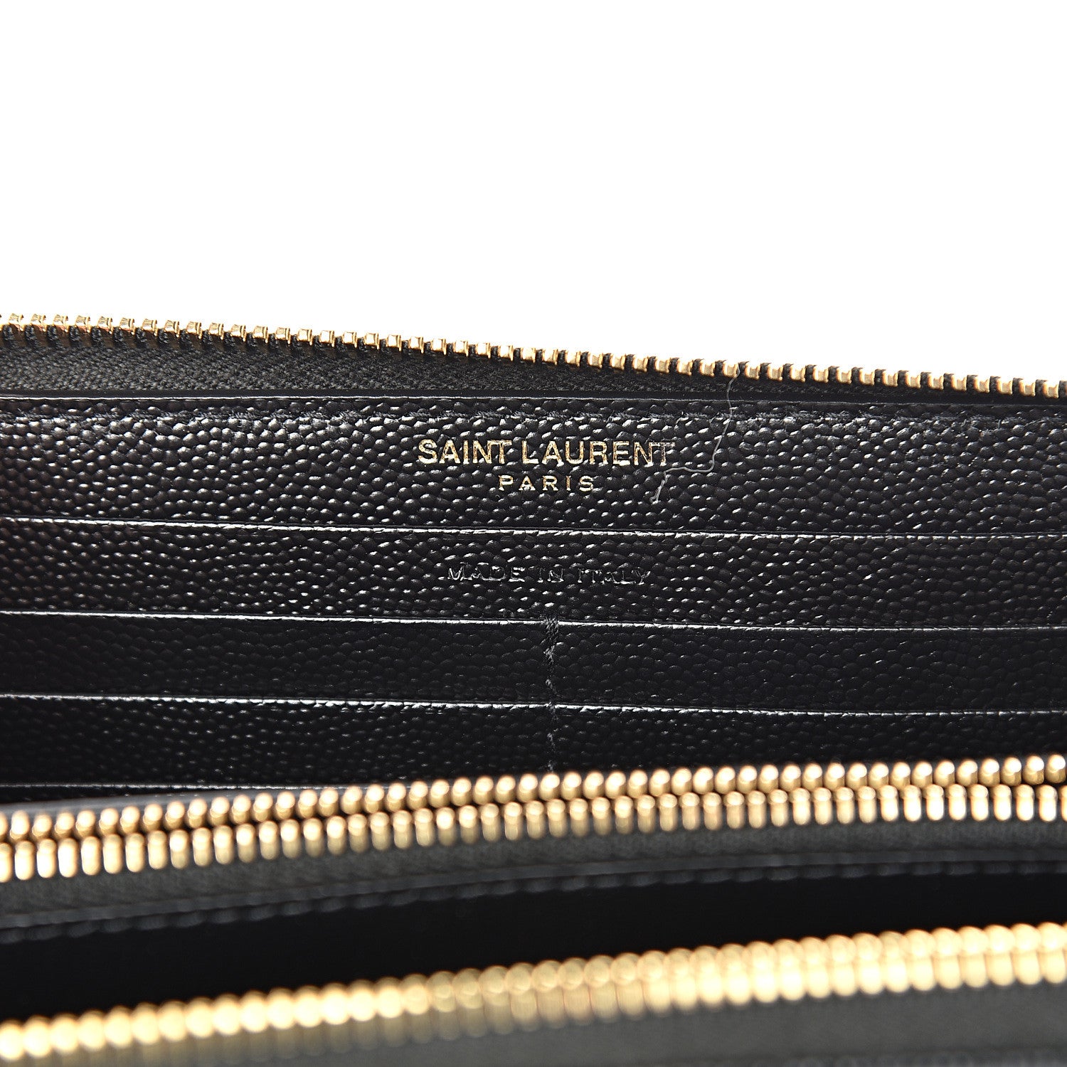 Saint Laurent Grain De Poudre Matelasse Chevron Monogram Zip Around Wallet Black 6 of 7