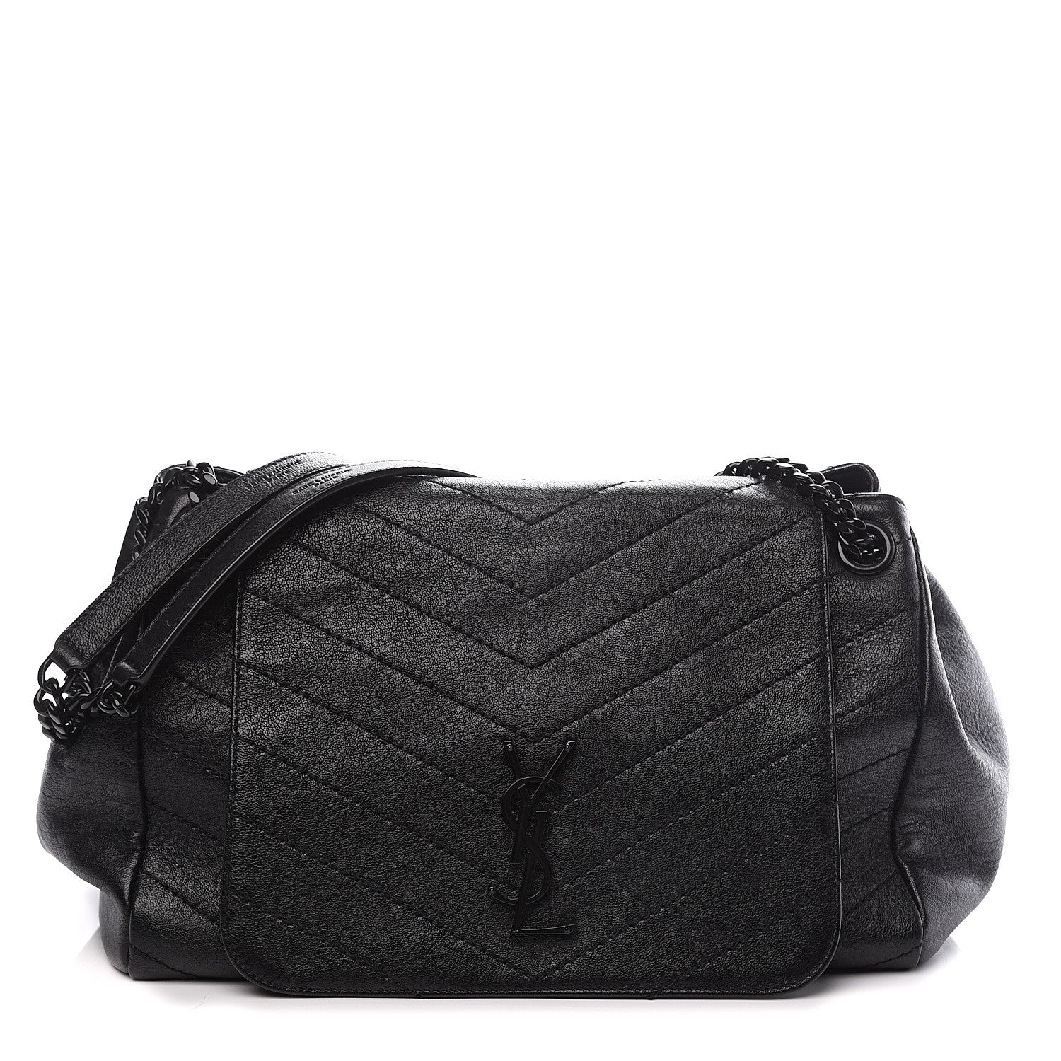 Saint Laurent Vintage Lambskin Chevron Monogram Medium Nolita Black 1 of 9