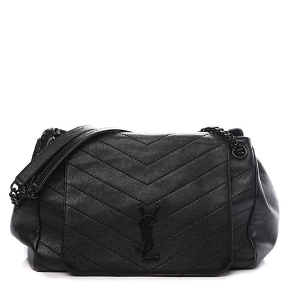 Saint Laurent Vintage Lambskin Chevron Monogram Medium Nolita Black 1 of 9