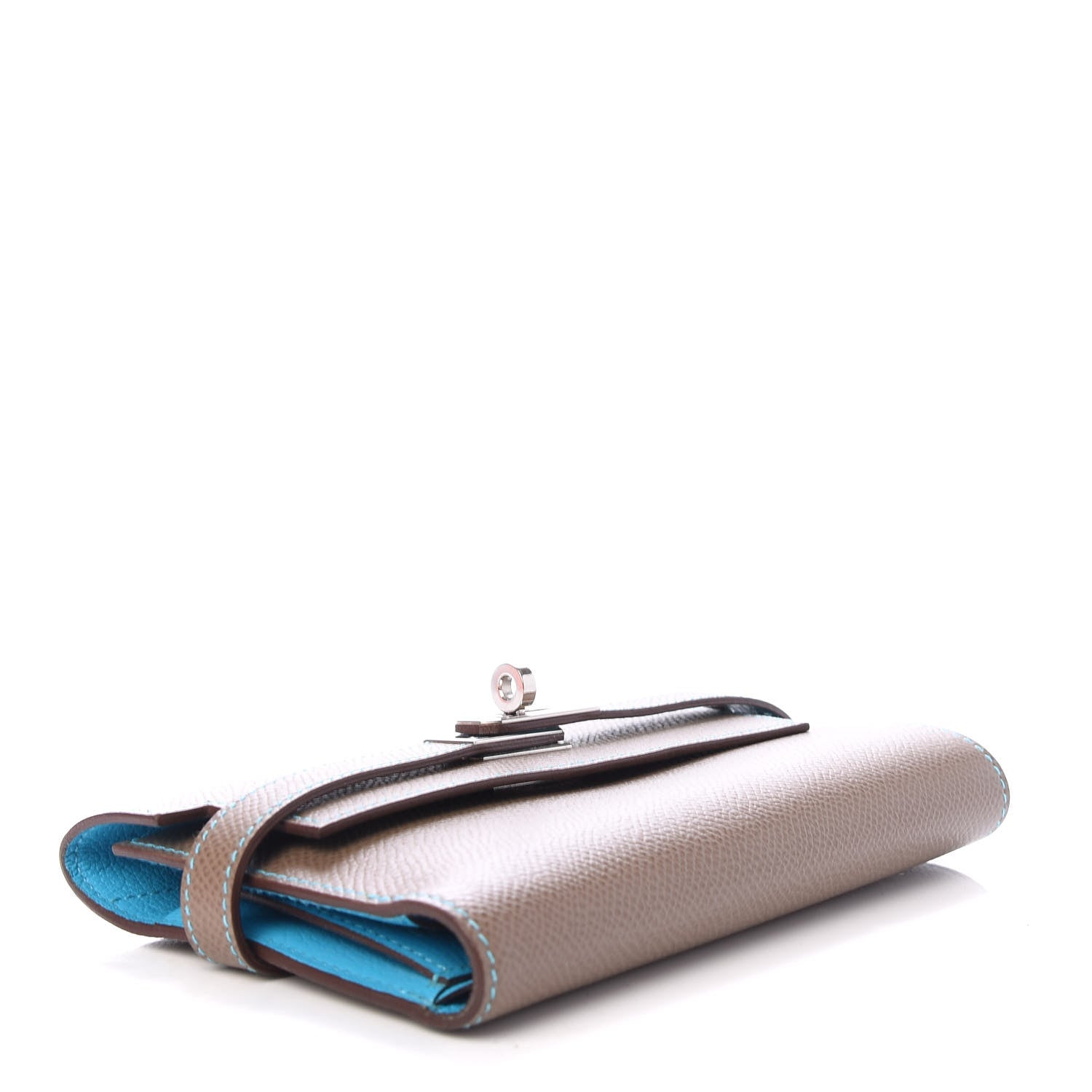 Hermes Epsom Candy Medium Kelly Wallet Etoupe Bleu Azteque 4 of 7