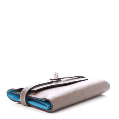 Hermes Epsom Candy Medium Kelly Wallet Etoupe Bleu Azteque 4 of 7