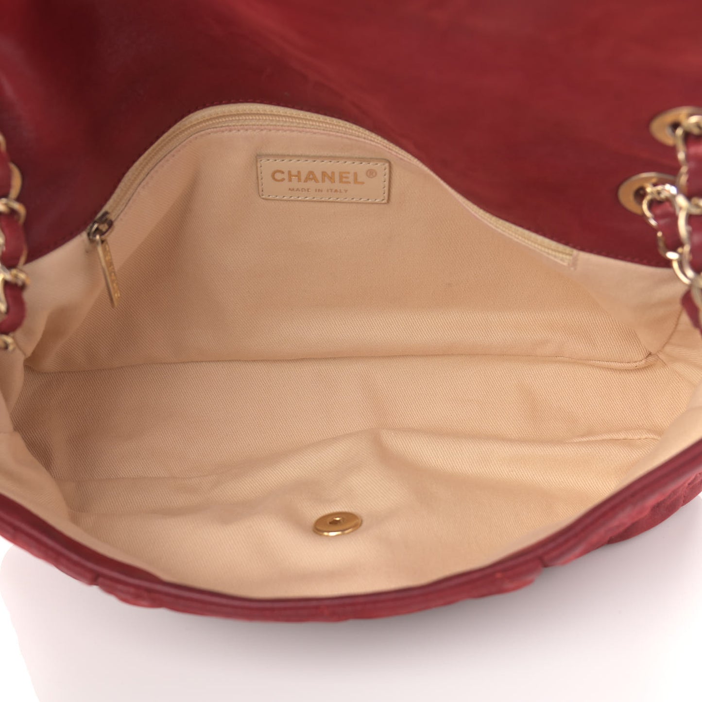 Iridescent Calfskin Large Chic Quilt Flap Red