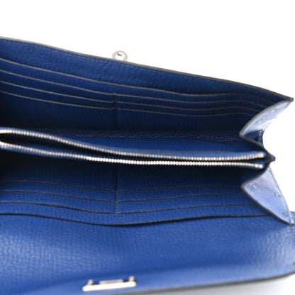 Hermes Ostrich Kelly Longue Wallet Bleu Saphir 5 of 8