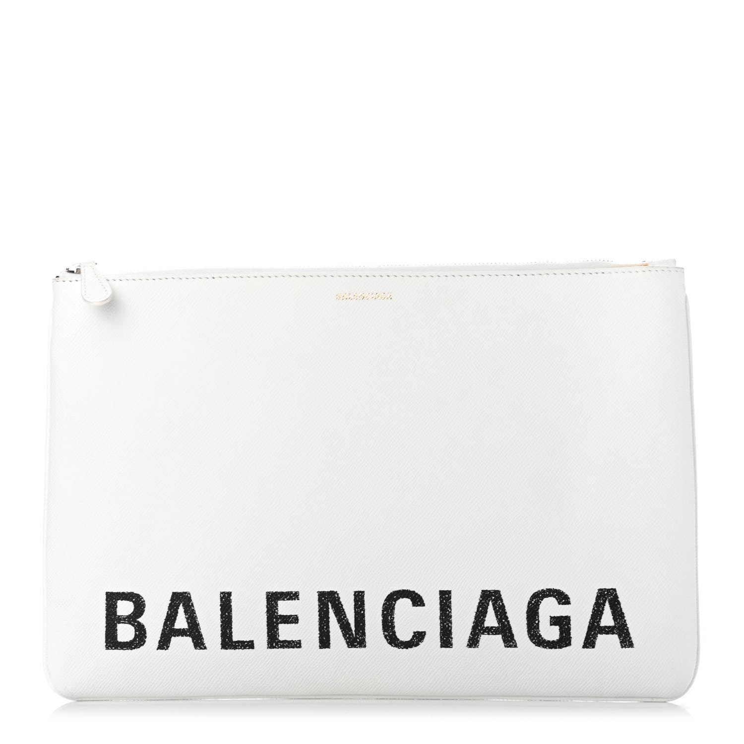 Balenciaga Signature Grained Calfskin Large Ville Zip Pouch White 1 of 8