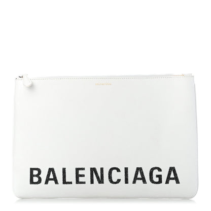 Balenciaga Signature Grained Calfskin Large Ville Zip Pouch White 1 of 8