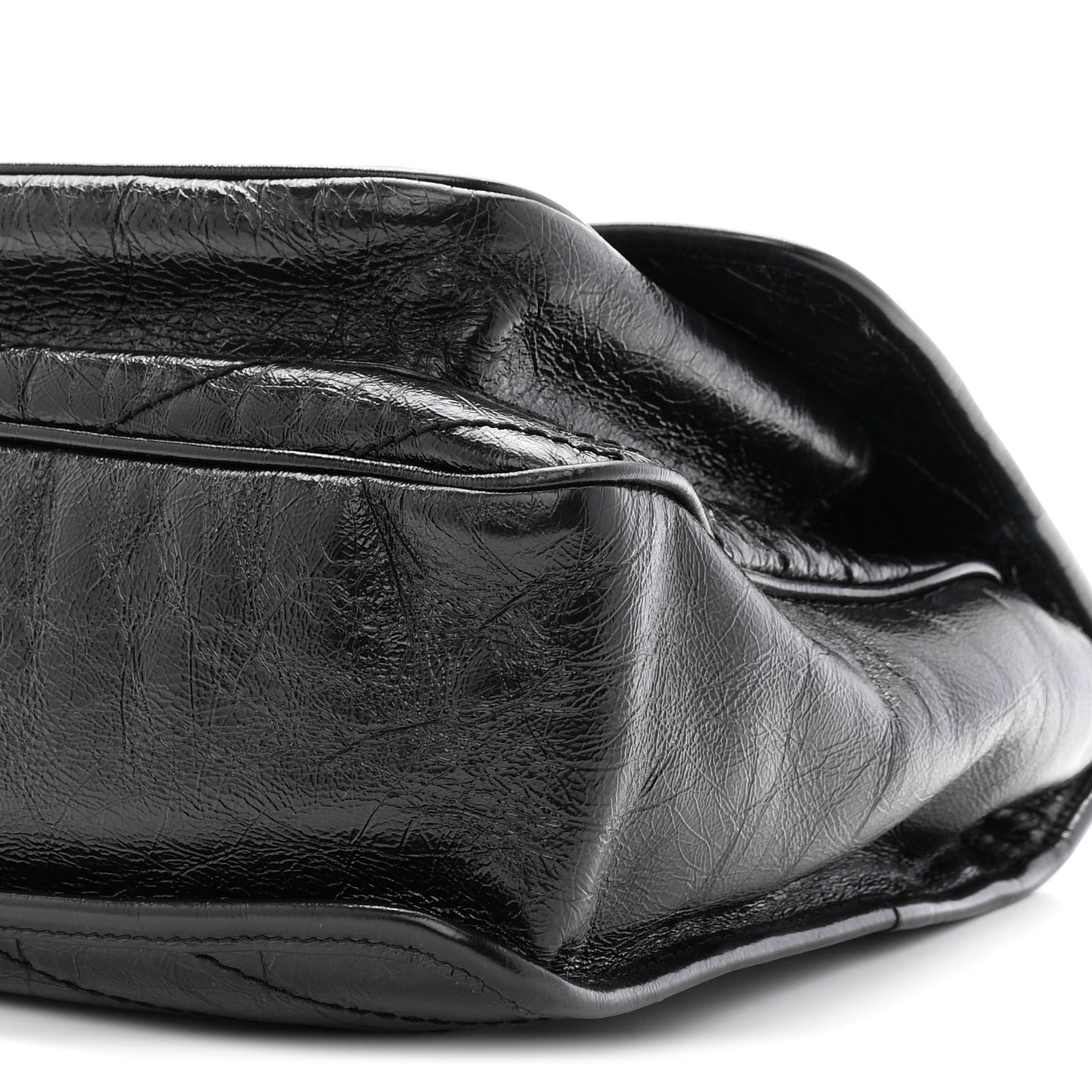 Crinkled Calfskin Matelasse Monogram Large Niki Chain Satchel Black
