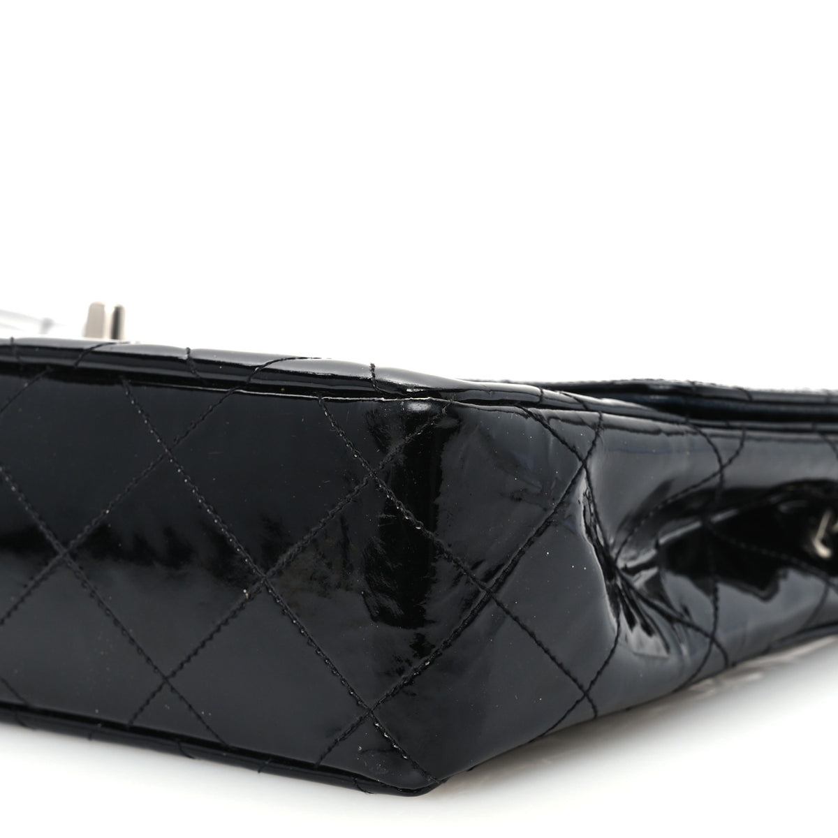 Patent Quilted Medium Single Flap Black