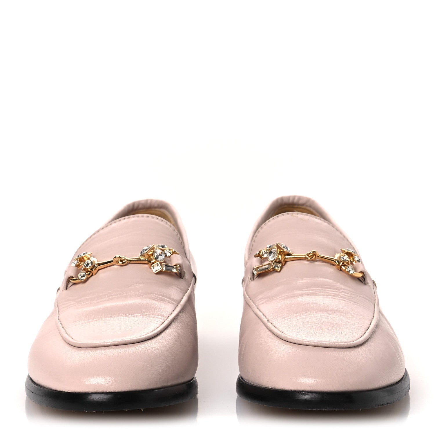 Gucci Malaga Kid Crystal Horsebit Womens Jordaan Loafers 37 Pink Hibiscus 3 of 14